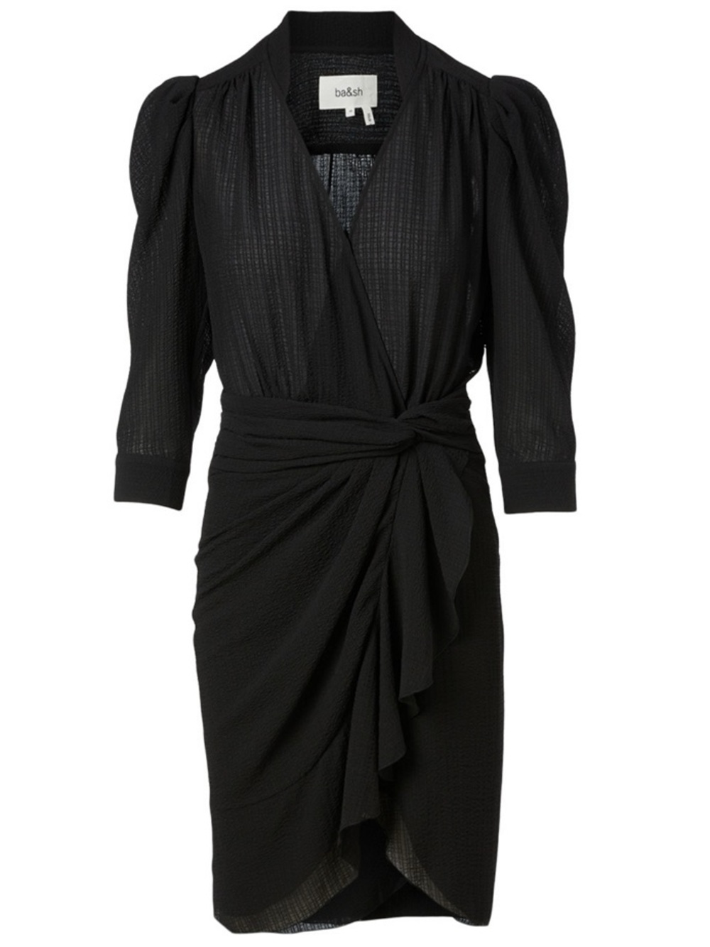 BA&SH Isee Black Long Sleeve Mini Dress size S or 4 Like New